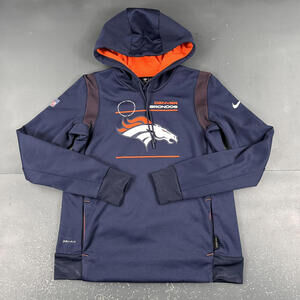 Denver Broncos Hoodie Womens Small Navy Blue Nike Dri Fit On Field Sweatshirt